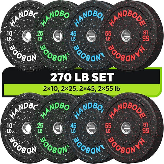 2-Inch Bumper Plates High Bounce, Olympic Weight Plate Set 45/100/160/190/260/300lb, Barbell Weight Plates Set for Home Gym, Colored Weights Rubber Strength Training Plate for Weight Lifting
