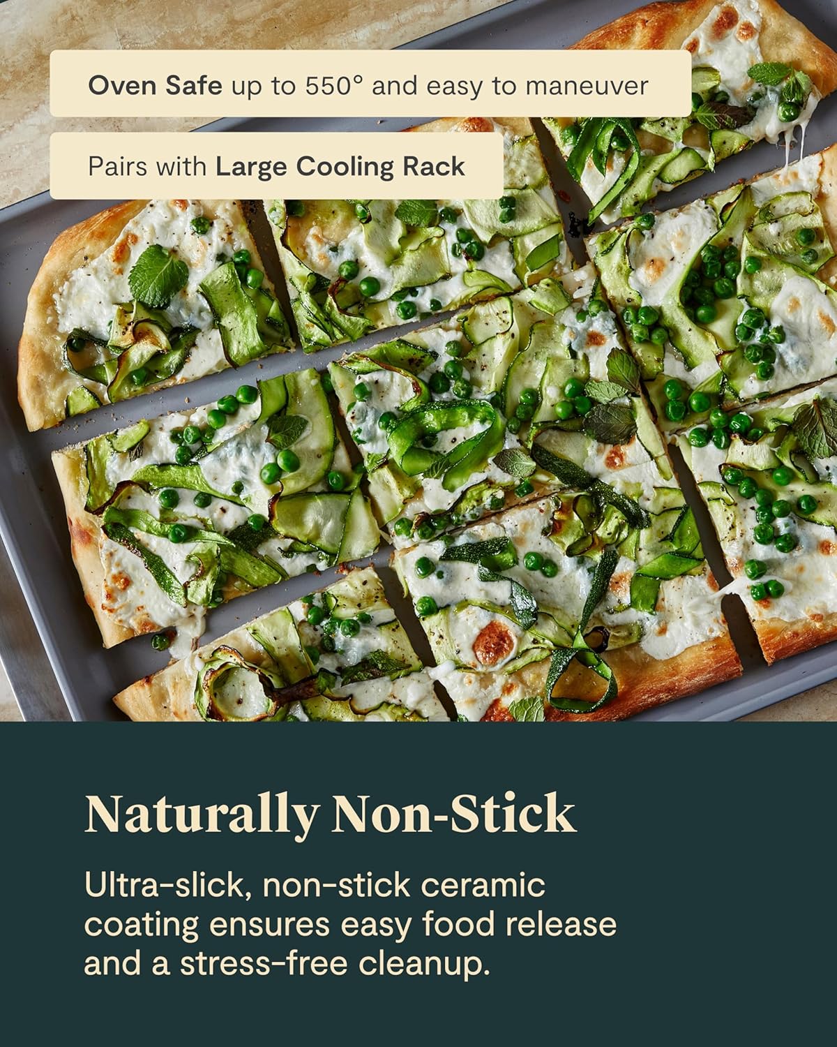 Caraway Non-Stick Ceramic Baking Sheet - Naturally Slick Ceramic Coating - Non-Toxic, PTFE & PFOA Free - Perfect for Baking, Roasting, and More - Large (18" x 13") - Slate