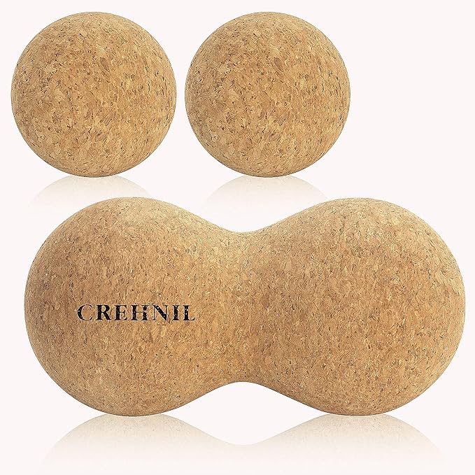 Natural Cork Peanut Massage Ball Roller Trigger Point Myofascial Release Double Lacrosse Massage Set