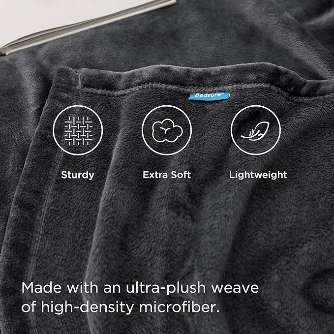 Bedsure Fleece Bed Blankets Full Size Charcoal - Soft Lightweight Plush Fuzzy Cozy Luxury Blanket Microfiber, 84x90 inches
