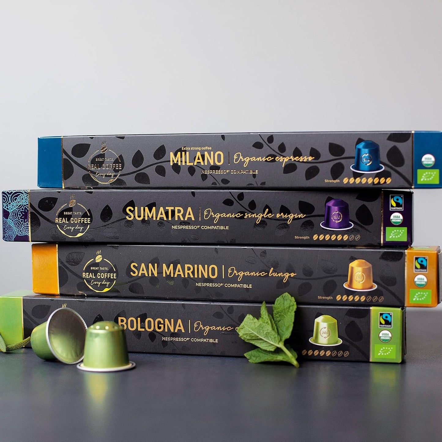 Strong Espresso Variety Pack for Nespresso | 100 Bold Aluminum Pods| 5 Intense Italian Flavors | 100% Nespresso Compatible Pods