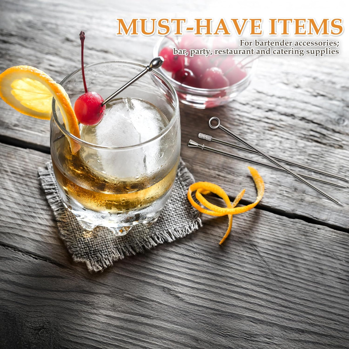 DEMIGO Cocktail Picks, 8 New Styles Stainless Steel Reusable Olive Stuffers Martini Picks set Fruit Toothpicks Garnish Skewers Appetizer Drink Stick for Bar party, Barbeque Snacks, Club sandwiches