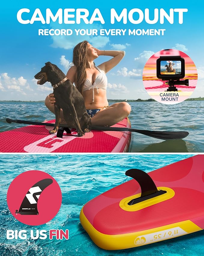 Bigfly 11'6×35" Super Wide Inflatable Stand Up Paddle Board, Ultra Stable Wide SUP for 2+1 People/Family/Big Size, 100L Backpack, All-Round Sup Board, US Big Fin