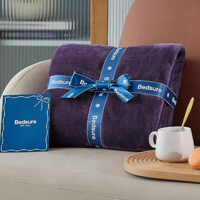 Bedsure Fleece Blanket Twin Size Purple - 300GSM Lightweight Plush Fuzzy Cozy Soft Warm Blanket for Bed, Sofa, Couch, Travel, Camping, 60x80 inches