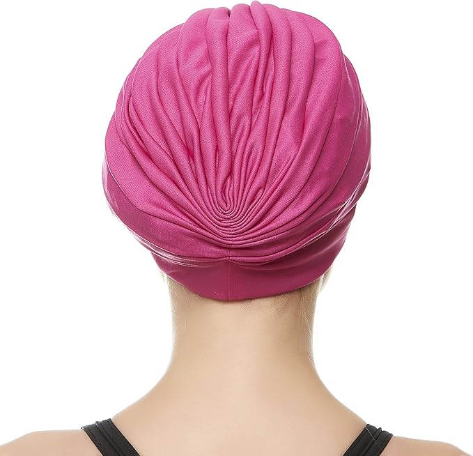 BEEMO Swim Caps for Women Swimming Turban Polyester Latex Lined Pleated for Ladies