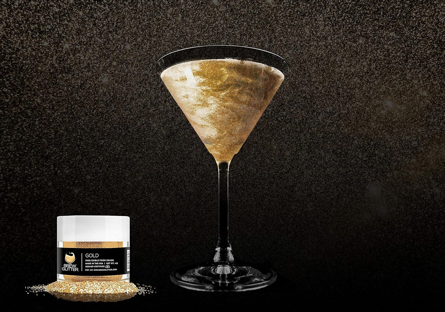 Gold BREW GLITTER Edible Glitter For Drinks, Cocktails, Beer, Garnish Glitter & Beverages | KOSHER & HALAL Certified | 100% Edible & Food Grade | Vegan, Gluten, Nut Free (50g, Gold)