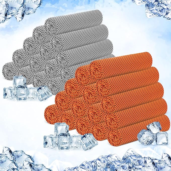 Hosuly 30 Pack Cooling Towels, 40"x12" Ice Breathable Soft Chilly Sweat Rag Microfiber Workout Rags for Gym Cooling Towels for Neck and Face for Yoga Golf Sport Running