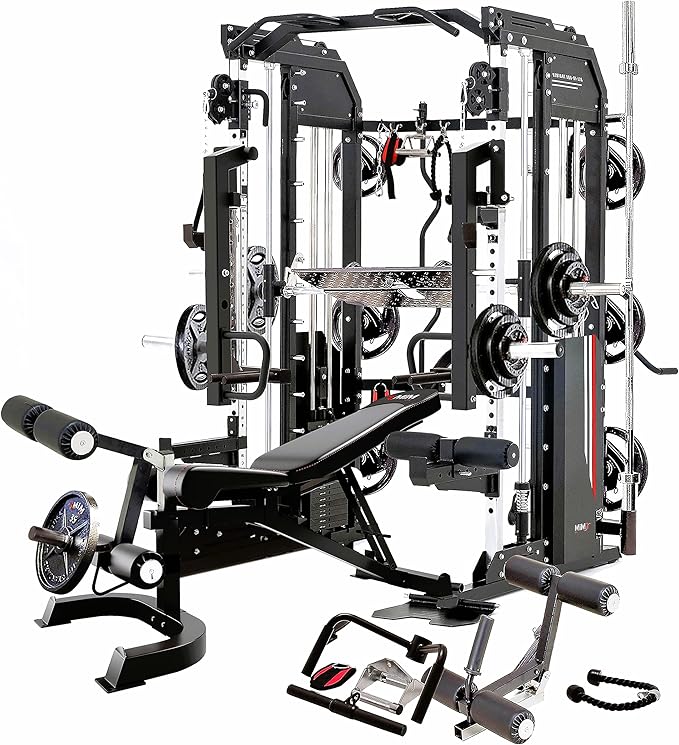 MiM USA Hercules EX, Commercial All in One Gym Machine w/400 lb Weight Stack, Adj Bench, Jammer Arms, Leg Press, Leg Extension, Arm Curl, LAT Seat & Complete Attachment