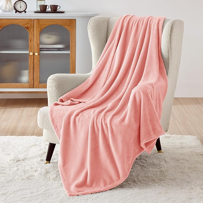 Bedsure Fleece Throw Blanket for Couch Pink - Lightweight Plush Fuzzy Cozy Soft Blankets and Throws for Sofa, 50x60 inches