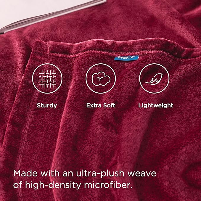 Bedsure Fleece Blankets King Size Burgundy - Bed Blanket Soft Lightweight Plush Cozy Fuzzy Luxury Microfiber, 108x90 inches