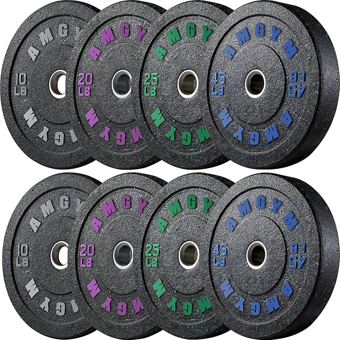 2 Inch Bumper Plates，10-500lbs，Barbell Rubber Olympic Weight Plates Set for Home Gym, Strength Training & Weight Lifting, Multiple Options Colors
