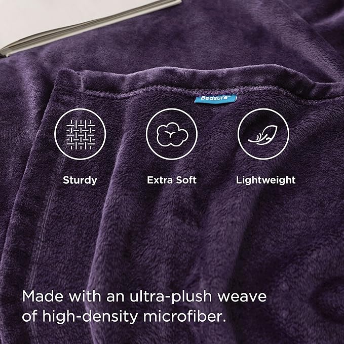 Bedsure Fleece Throw Blanket Purple - 300GSM Blankets for Couch, Sofa, Bed, Soft Lightweight Plush Cozy Throws for Toddlers, 50x60 inches