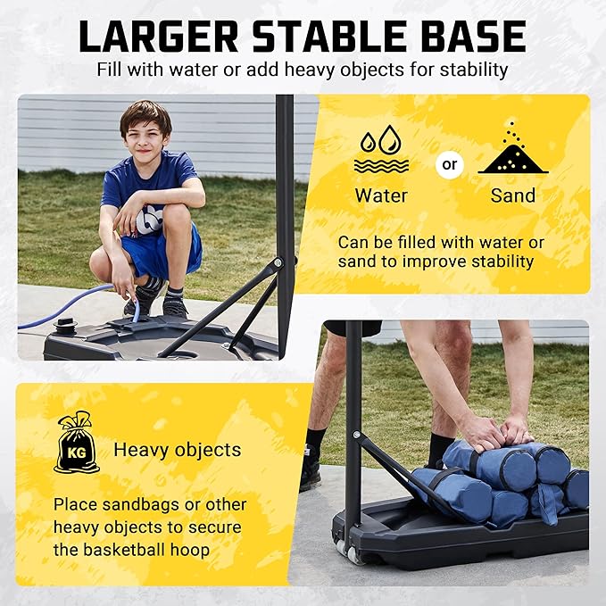 Aimking Basketball Hoop Outdoor 3.3-10FT 5s-Rapid-Adjustable, 40/44 inch Shatterproof Backboard & Enlarged Base, Portable Basketball Hoop & Goal for Kids/Adults/Families in Poolside/Backyard/Indoor