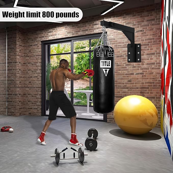 Adjustable Heavy Duty Bag Hanger,Wall Mount Punching Bag Hanger,Thickened Steel Plate and Stainless Steel kit for Home Gym Indoor Outdoor (Supports up to 900Ib)