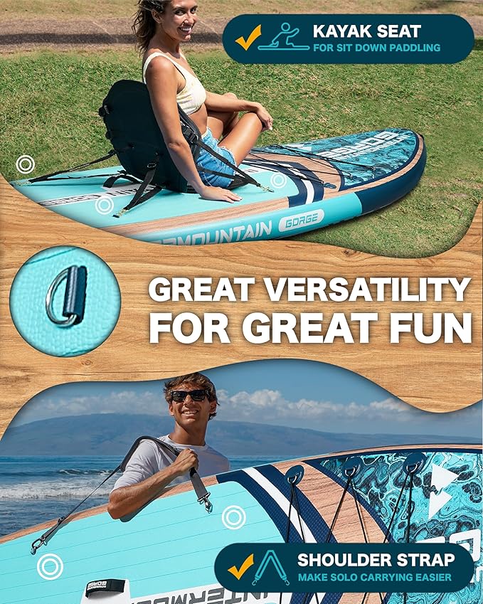 11'x34 Ultra Wide Paddleboard, Inflatable SUP&430lb Capacity for All Skill, Stand-up Paddle Board for Yoga/Family, EVA Deck, US Fin, High-Pressure Pump, 100L Bag, Safety Leash