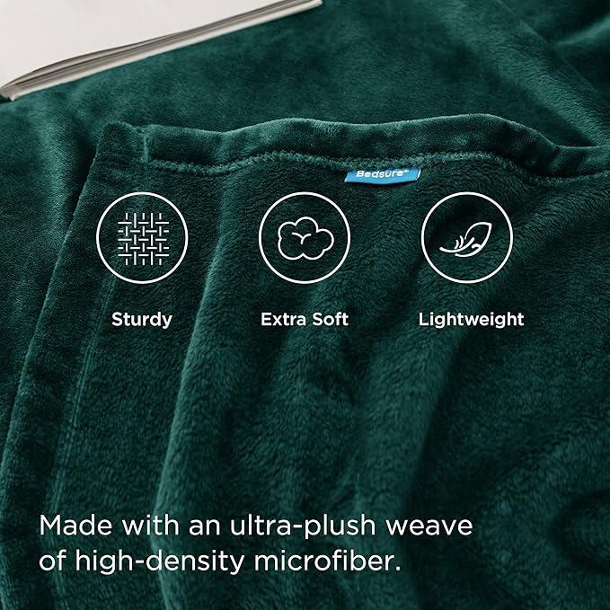 Bedsure Fleece Blankets Queen Size Emerald Green - Bed Blanket Soft Lightweight Plush Fuzzy Cozy Luxury Microfiber, 90x90 inches