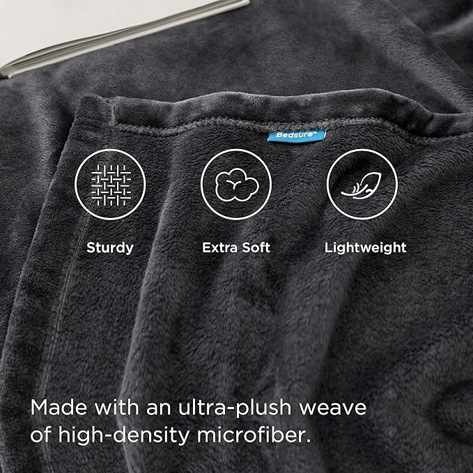 Bedsure Fleece Blankets King Size Dark Grey - Bed Blanket Soft Lightweight Plush Cozy Fuzzy Luxury Microfiber, 108x90 inches