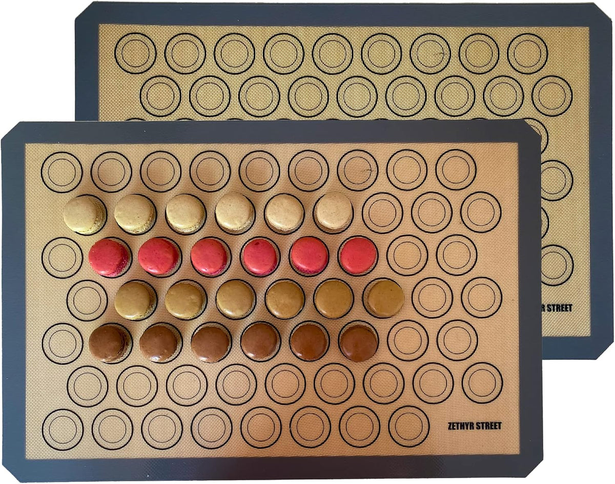 Macaron Silicone Baking Mats - Set of 2 - Full Size - 16.5 x 24, Non-Stick Macaron Mat for Perfect Baking - Dishwasher & Oven Safe, Ideal for Macarons, Cookies, Bread, and More