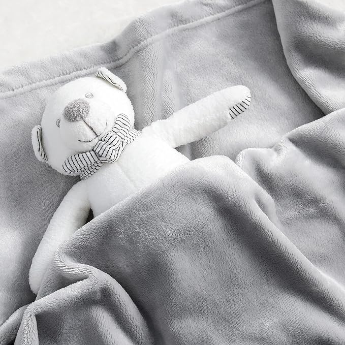 Bedsure Bedding Fleece Blanket for Girls and Boys - Soft Cozy Cute Small Throw Blankets for Travel, 43x55 Inches, Light Grey