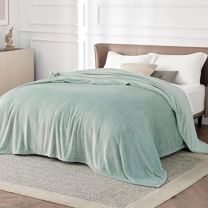 Bedsure Fleece Blanket California King Sage Green - Lightweight Plush Fuzzy Cozy Soft Bed Blankets, 102x96 inches