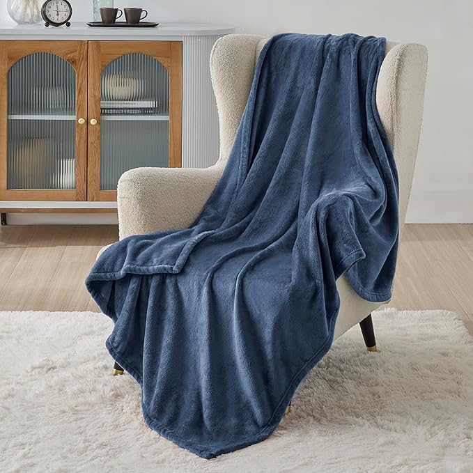 Bedsure Fleece Blanket Twin Size Mineral Blue - 300GSM Lightweight Plush Fuzzy Cozy Soft Warm Blanket for Bed, Sofa, Couch, Travel, Camping, 60x80 inches