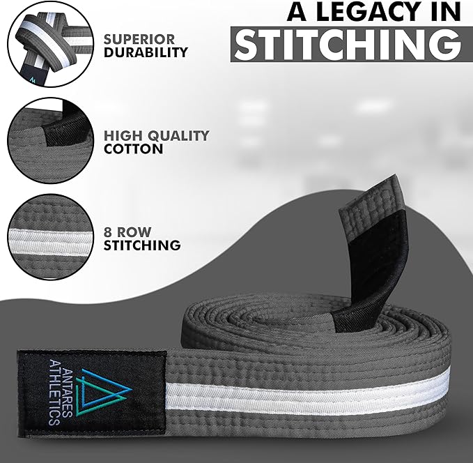 Brazilian Jiu Jitsu Belts Preshurunk Martial Arts Youth BJJ Belts for Girls & Boys with BJJ Ranking Stripes