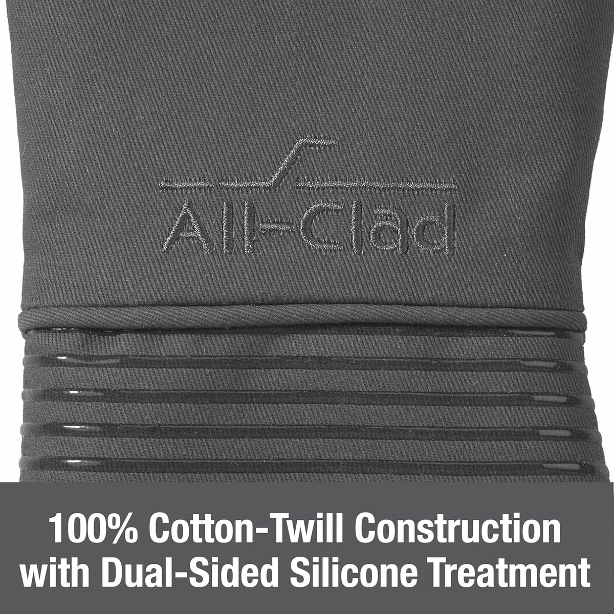 All Clad Silicone Oven Mitt: Heat Resistant up to 500 Degrees - 100% Cotton & Silicone, 14"x7" Oven Mitt for Kitchen and Barbeque, 1-Pack, Pewter