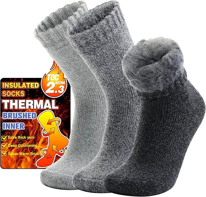 3 Pairs Warm Thermal Socks for Women & Men Winter Ski Thick Boot Insulated Socks for Cold Weather
