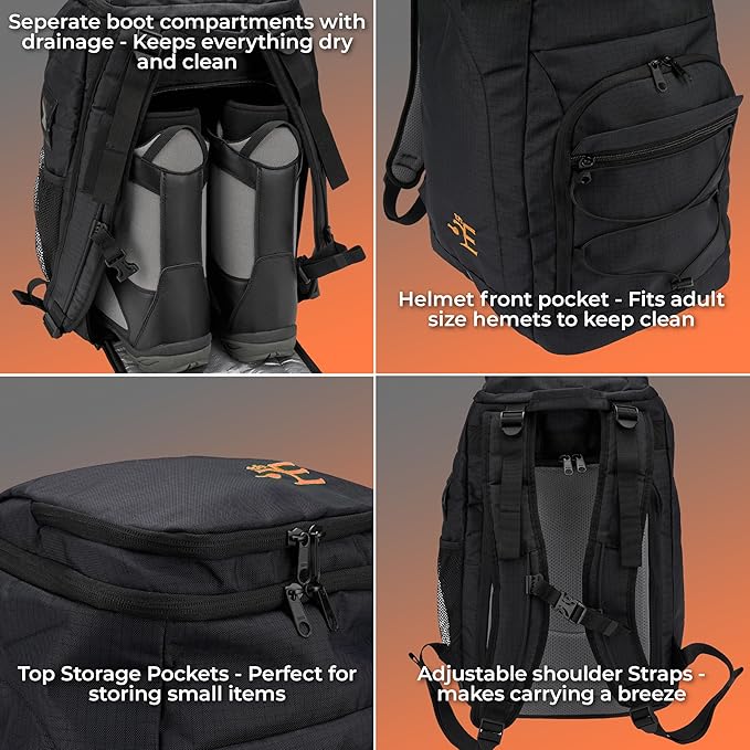 5th Element 60L Boot Bag Backpack for Ski, Snowboard, Skates, Travel & Accessories