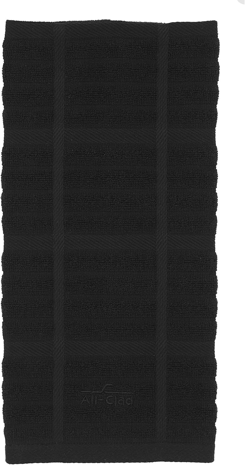 All-Clad Solid Kitchen Towel: Highly Absorbent, Super Soft Long Lasting - 100% Cotton, 17"x30" Tea Towel for Cleaning & Drying Dishes, Pans, Glassware, or Countertops, (1-Pack), Black