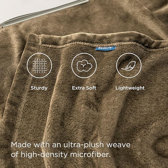 Bedsure Fleece Blanket Twin Size Camel - 300GSM Lightweight Plush Fuzzy Cozy Soft Warm Blanket for Bed, Sofa, Couch, Travel, Camping, 60x80 inches