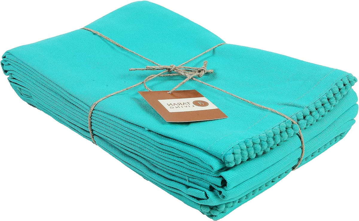 TARAN LIVING Teal Solid 18"x28" Pack of 6 Cotton Kitchen Towels