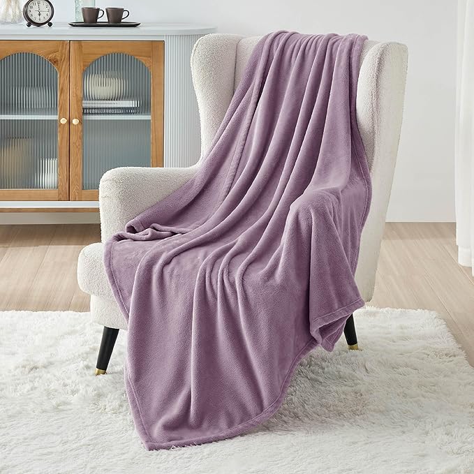 Bedsure Fleece Throw Blanket for Couch Fog Purple - Lightweight Plush Fuzzy Cozy Soft Blankets and Throws for Sofa, 50x60 inches