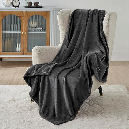 Bedsure Charcoal Fleece Blanket 50x70 Blanket - 300GSM Soft Lightweight Plush Cozy Blankets for Bed, Sofa, Couch, Travel, Camping