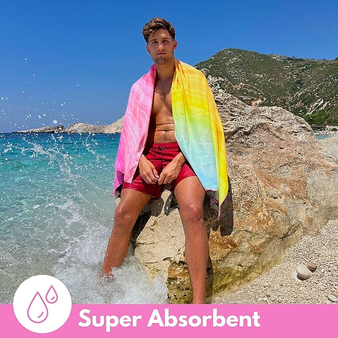 ECCOSOPHY Microfiber Beach Towel - Sand Free Towels are Quick Dry, Light Weight, Super Absorbent - Perfect Pool, Travel, Cruise, Camping Essentials - Oversized Extra Large for Adults 71x35 in