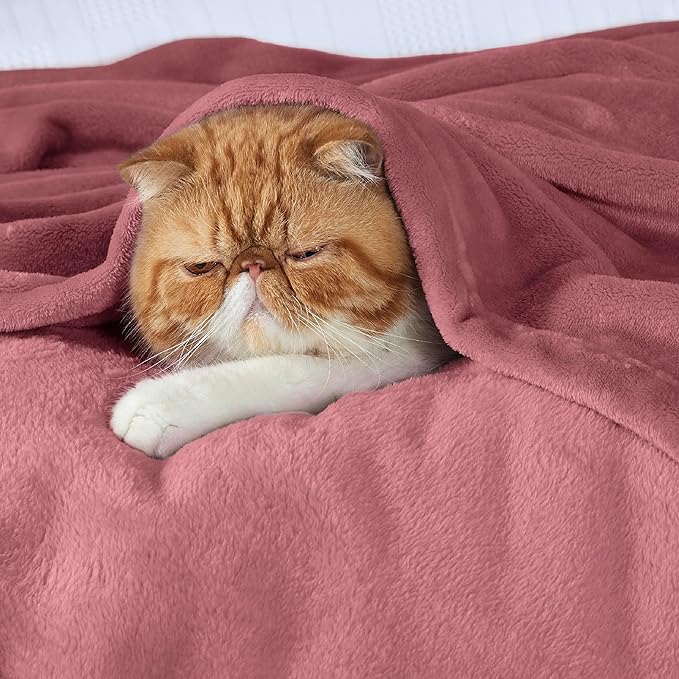 Bedsure Twin XL Fleece Blanket Dorm Bedding - Lightweight Soft Cozy Blankets for Bed, Sofa, Couch, Travel, Camping, Rose Pink, 66"x90"