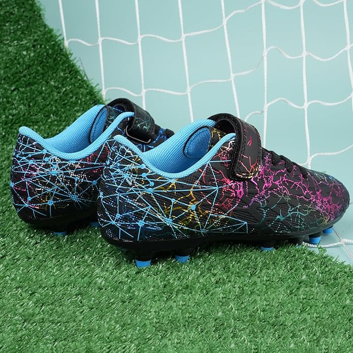 brooman Kids Firm Ground Soccer Cleats Girls Football Cleats with Shin Guards and Soccer Socks