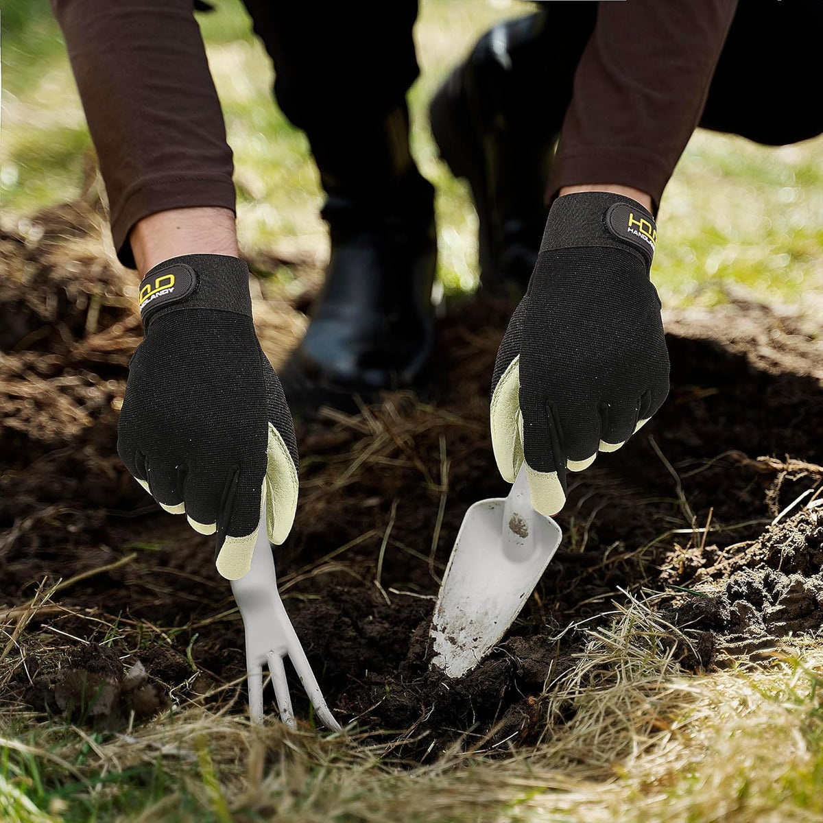 HANDLANDY Work Gloves for Men & Women, Utility Mechanic Working Gloves Touch Screen, Flexible Yard Work Gloves