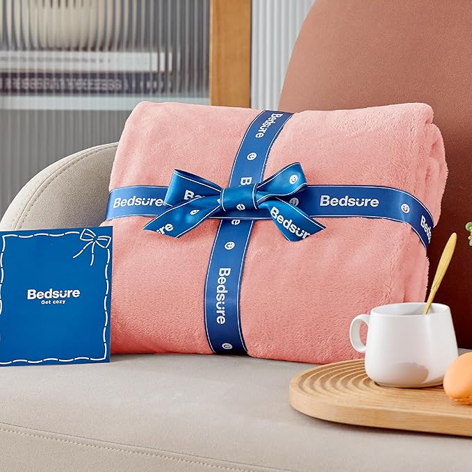 Bedsure Fleece Throw Blanket for Couch Pink - Lightweight Plush Fuzzy Cozy Soft Blankets and Throws for Sofa, 50x60 inches