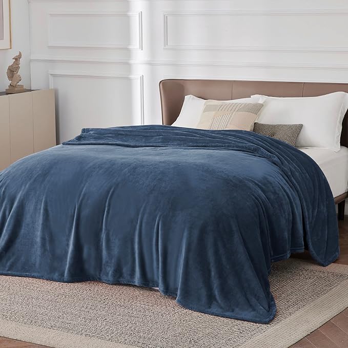 Bedsure Fleece Blanket California King Mineral Blue - Lightweight Plush Fuzzy Cozy Soft Bed Blankets, 102x96 inches