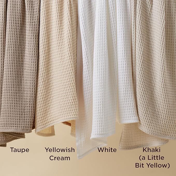 Bedsure 100% Cotton Blanket Queen Size for Bed - Breathable and Soft, Waffle Weave Blanket for Summer, Thick Cozy Fall Blankets for Women Gift, Yellowish Cream, 90x90 Inches