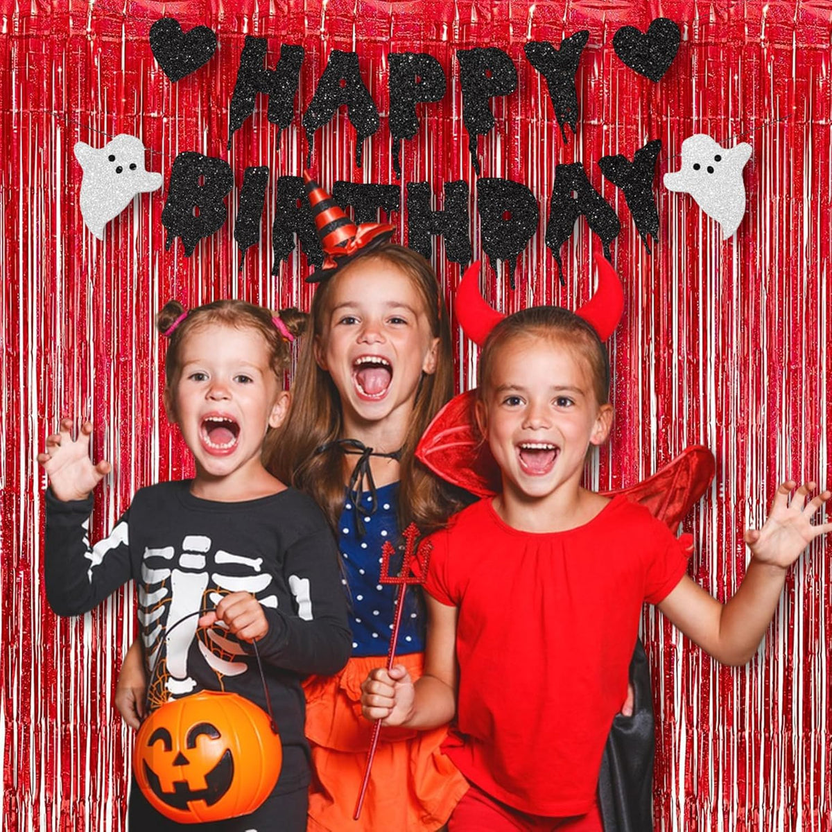 BRAVESHINE Red Tinsel Foil Fringe Curtains - 2Pcs 3.2x8.2ft Holidays Photo Booth Backdrop for Girl/Birthday/Valentine’s/Christmas/Bridal/Bachelorette/Anniversary/Engagement Party/Halloween Decorations
