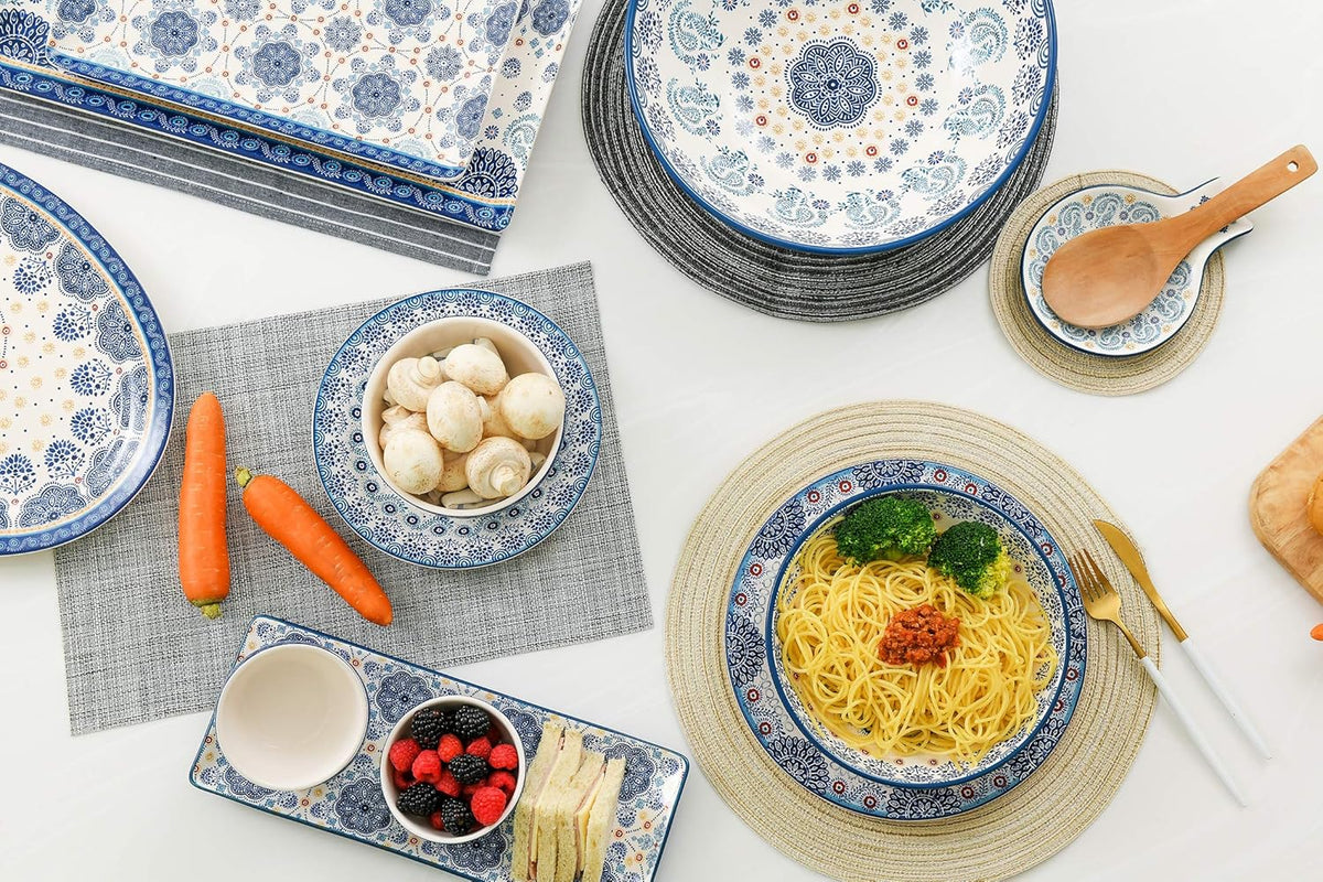 Bico Blue Talavera Ceramic 16 inch Oval Platter, Microwave & Dishwasher Safe