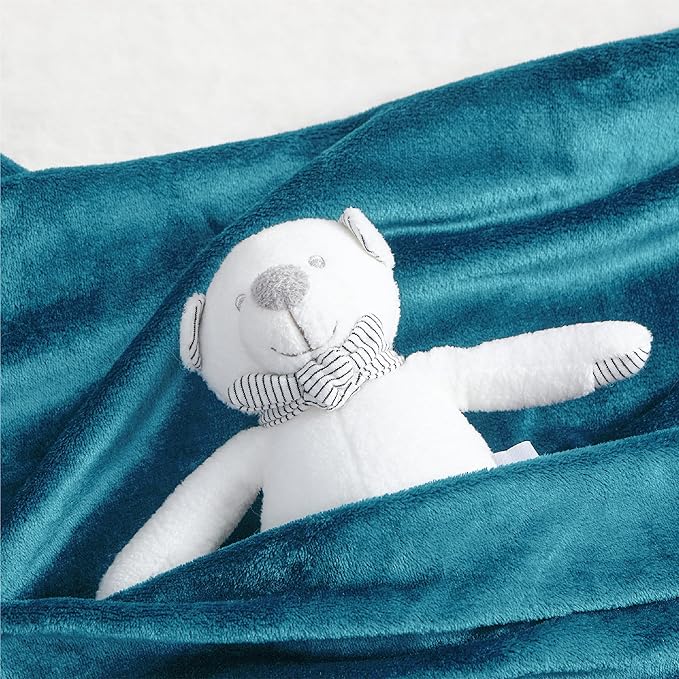 Bedsure Bedding Fleece Blanket for Girls and Boys - Soft Cozy Cute Small Throw Blankets for Travel, 43x55 Inches,Teal Blue