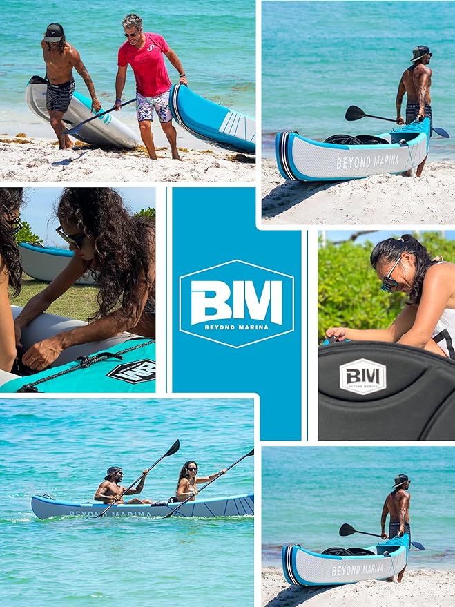 BEYOND MARINA Inflatable Kayak 1 & 2 & 3 Person Adult- Full Drop Stitch Kayak with Aluminum Paddles, Seats, Footrests, Pump, Fins