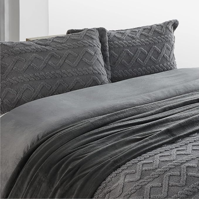 Bedsure Fleece Blankets Queen Size Dark Grey - Bed Blanket Soft Lightweight Plush Fuzzy Cozy Luxury Microfiber, 90x90 inches