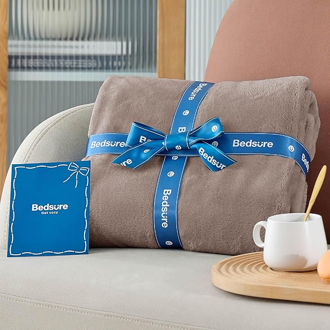 Bedsure Fleece Bed Blankets Queen Size Mocha Brown - Soft Lightweight Plush Fuzzy Cozy Luxury Blanket Microfiber, 90x90 inches