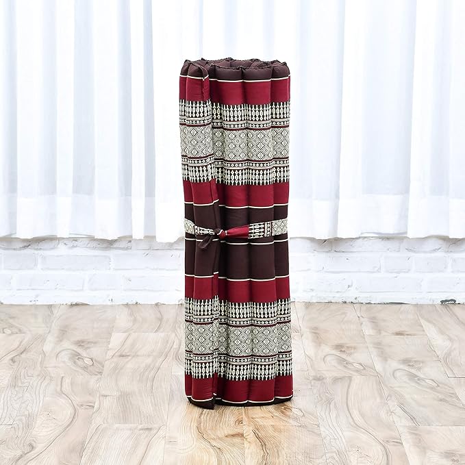 Leewadee Meditation Cushion Set – 1 Round Zafu Meditation Pillow and 1 Square Roll-Up Zabuton Meditation Mat, Pillows Bundle Filled with Kapok