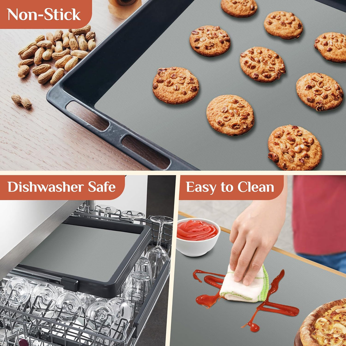 Silicone Baking Mat, 12 IN x 6 FT Free Cutting Baking Sheet, Non-Stick Reusable Dough & Pastry Mat, Non-Slip Silicone Mat Roll for Air Fryer Liner, Freeze Dryer, Oven Baking Pan, Kitchen Counter