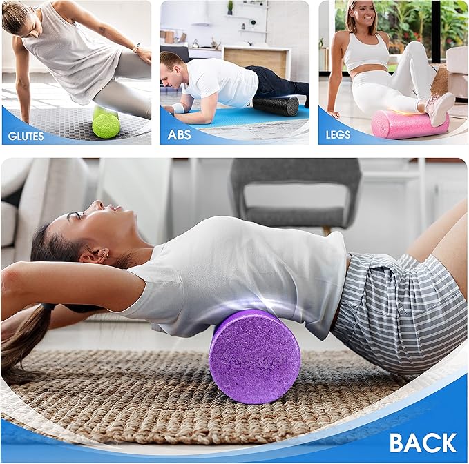 Yes4All High-Density EPP Round Back Roller Foam, Exercise Foam Roller for Yoga, Pilates & Stretching - 12, 18, 24, 36 inch